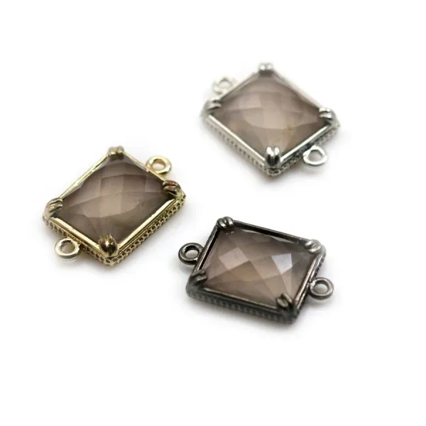 Intercalaire quartz fumé, rectangle 12x14mm, x 1pc