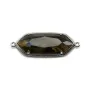 Calcédoine rhombe sertie en argent doré  avec zirconium 15mm x 1pc