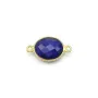 Lapis lazuli de forme ovale, 2 anneaux, serti en argent doré, 9x11mm x 1pc