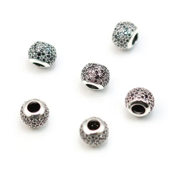 Perle de  style Pandora en argent 925 & zirconium x 1pc