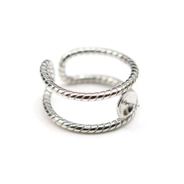 Argent 925 Rhodié Support Bague réglable  pour perles semi-percés & zircon x 1pc