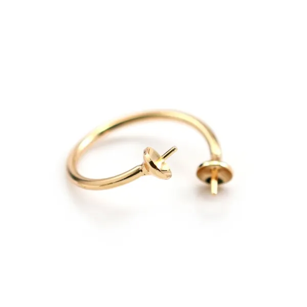 Bague réglable flexible double pour semi percées plaquée "flash or x 1pc