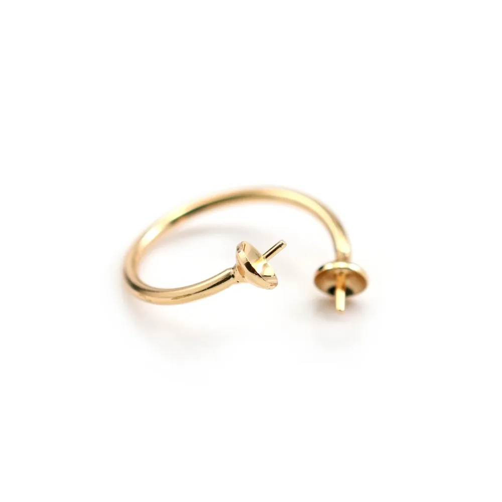 Bague réglable flexible double pour semi percées plaquée "doré x 1pc