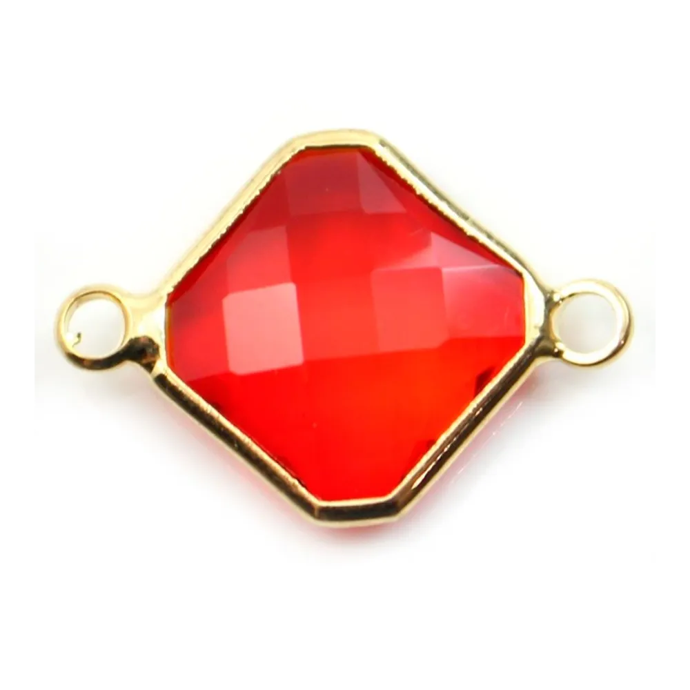 Pierre sertie en verre carré 12.5mm x 1pc