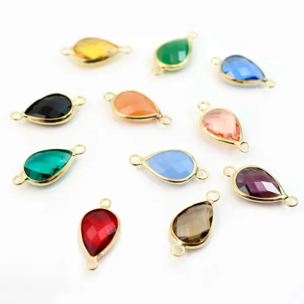 Pierre sertie en verre goutte 10.5x14.5mm x 1pc