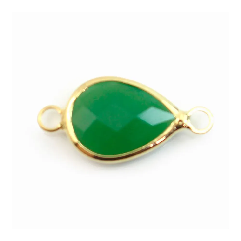 Pierre sertie en verre goutte 10.5x14.5mm x 1pc