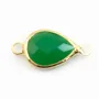 Pierre sertie en verre goutte 10.5x14.5mm x 1pc