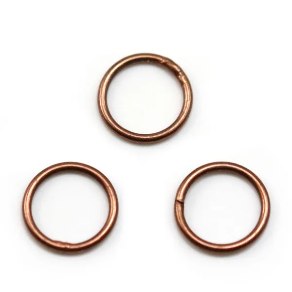 Anneaux soudé, forme ronde, en métal, couleur cuivre 1* 10mm environ 50pcs