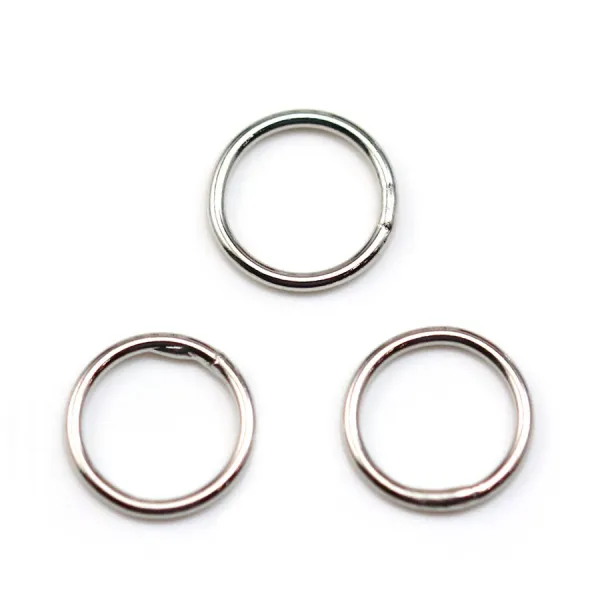 Anneaux soudé, de forme ronde, en métal rhodié, 1 * 10mm environ 50pcs