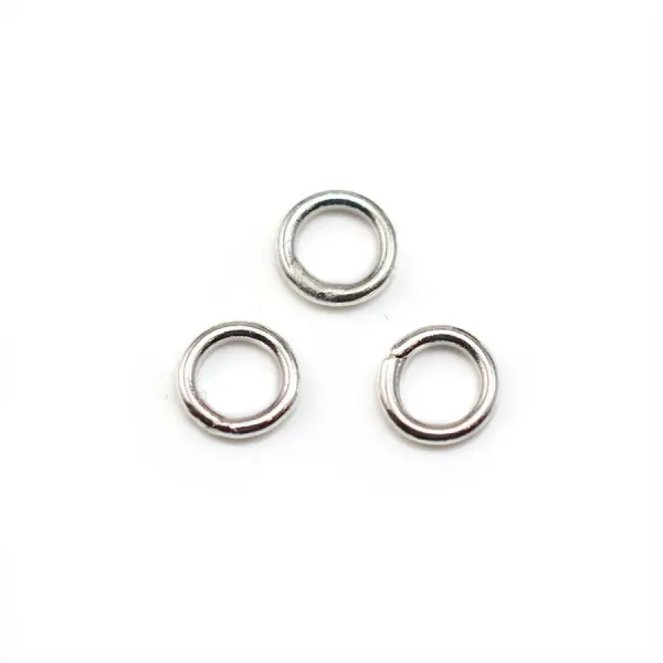 Welded round silver rings in metal 1x6mm x 100pcs