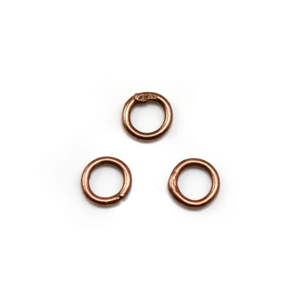 Welded rounde rings copper medal 6mm x 100pcs