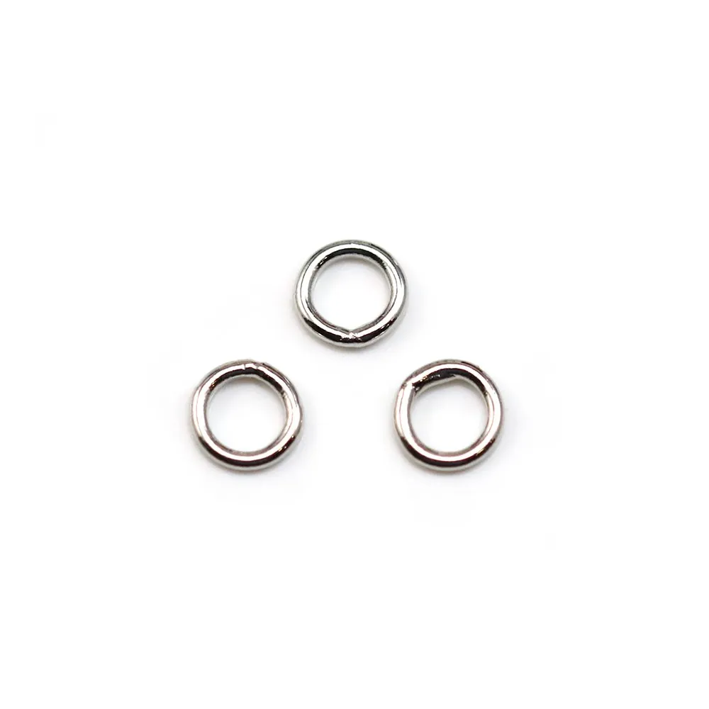 Anneaux soudé, de forme ronde, en métal rhodié, 1 * 6mm environ 100pcs