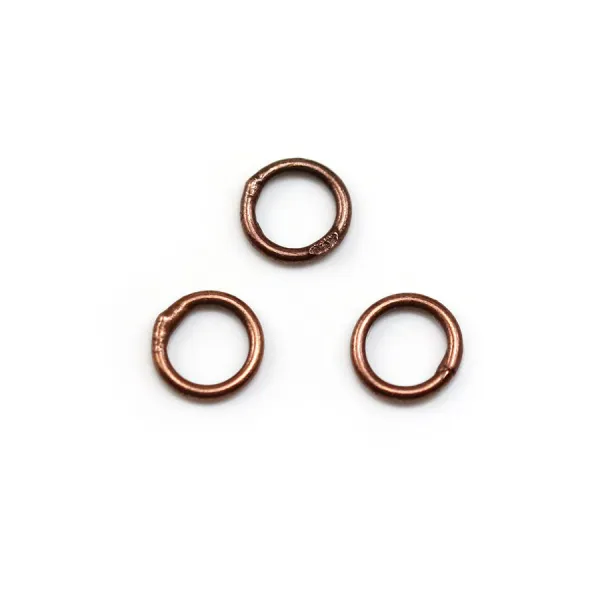Anneaux soudé, forme ronde, en métal, couleur cuivre 1* 7mm environ 100pcs