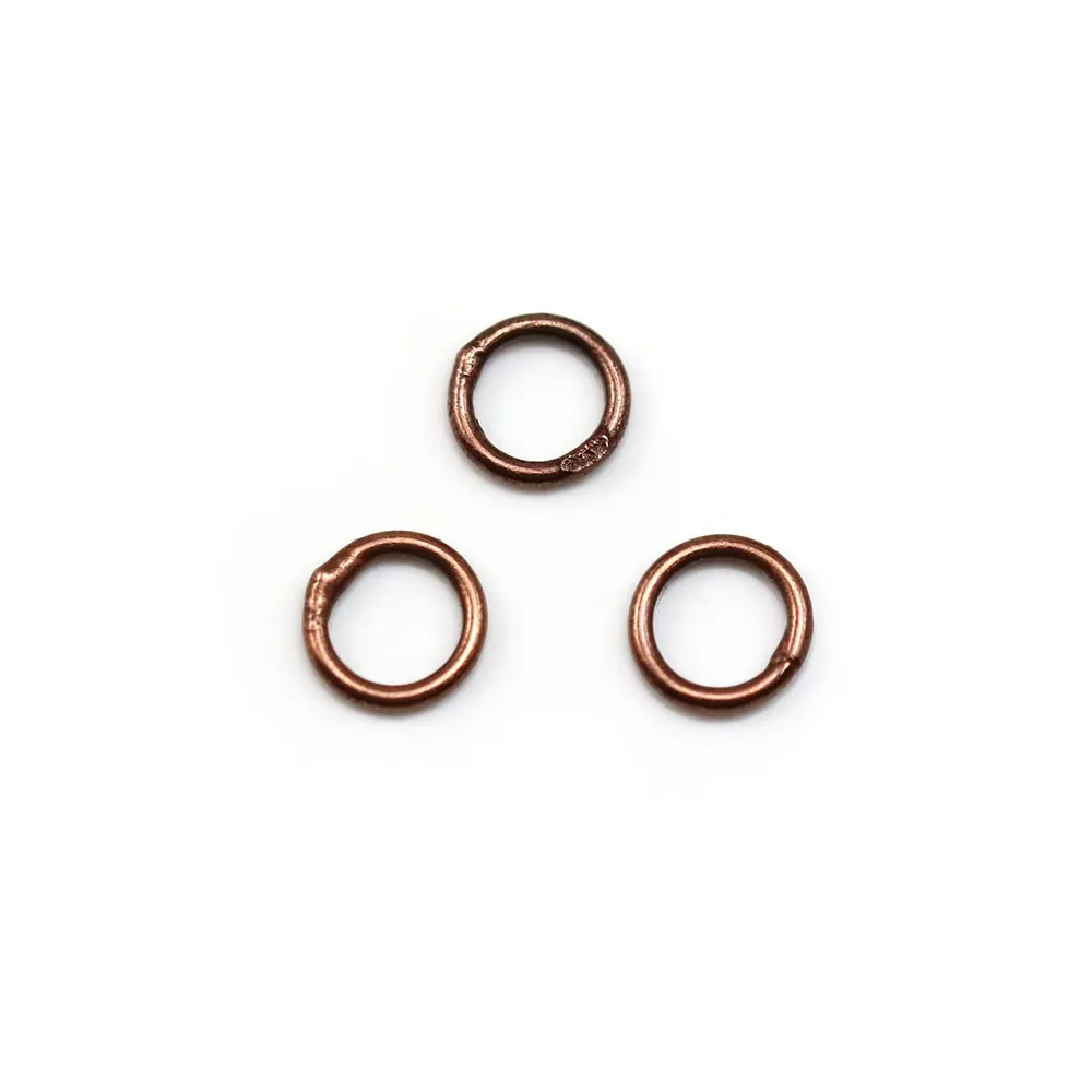 Anneaux soudé, forme ronde, en métal, couleur cuivre 1* 7mm environ 100pcs
