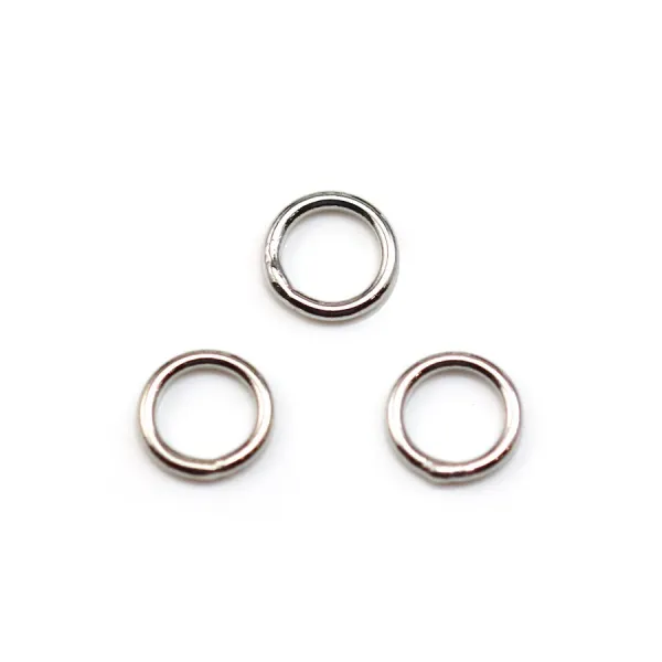 Welded round rings in rhodium medal 1x7mm x 100pcs