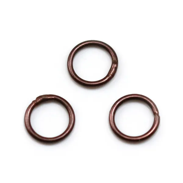 Anneaux soudé, forme ronde, en métal, couleur cuivre 1* 8mm environ 50pcs
