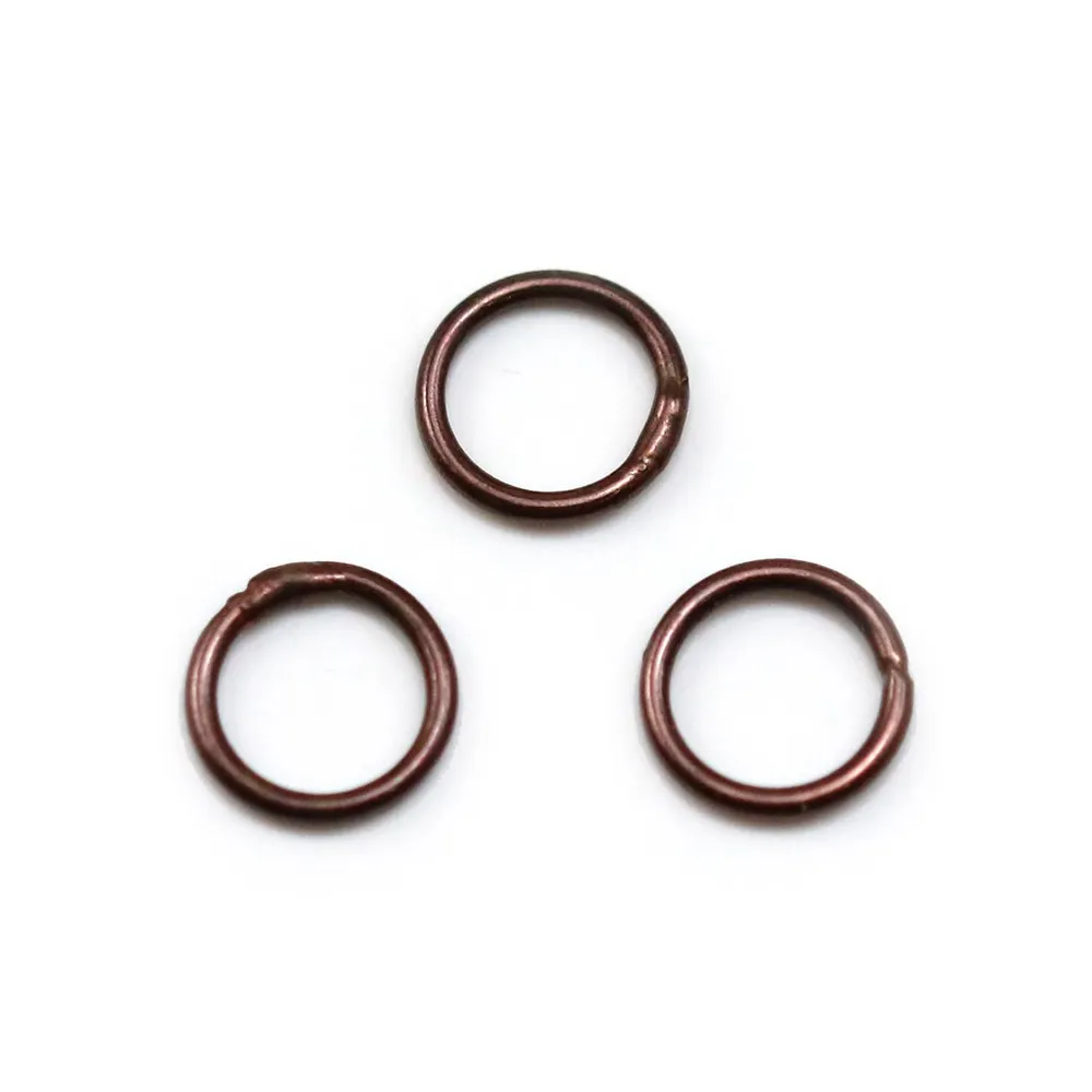 Anneaux soudé, forme ronde, en métal, couleur cuivre 1* 8mm environ 50pcs