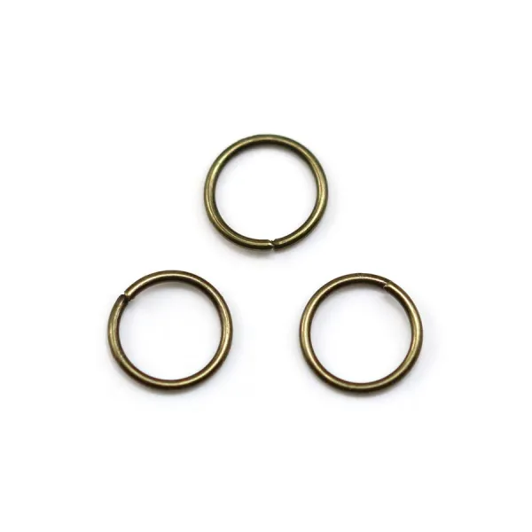Anneaux ronds ouverts, métal couleur bronze, 0.8x6mm environ 100pcs
