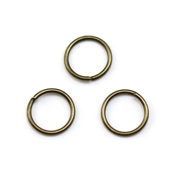 Round open rings, in metal color bronze, 0.8 * 8mm about 100pcs