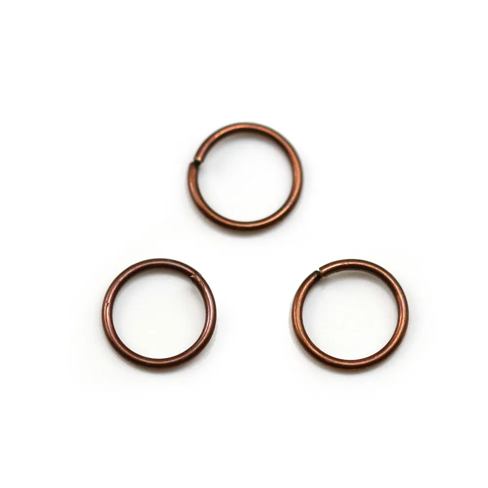 Rings open, in round shape, in metal, copper color 0.8x8mm about 100pcs