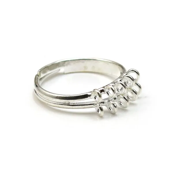 Bague réglable de couleur argenté, 10 anneaux, x 1pc