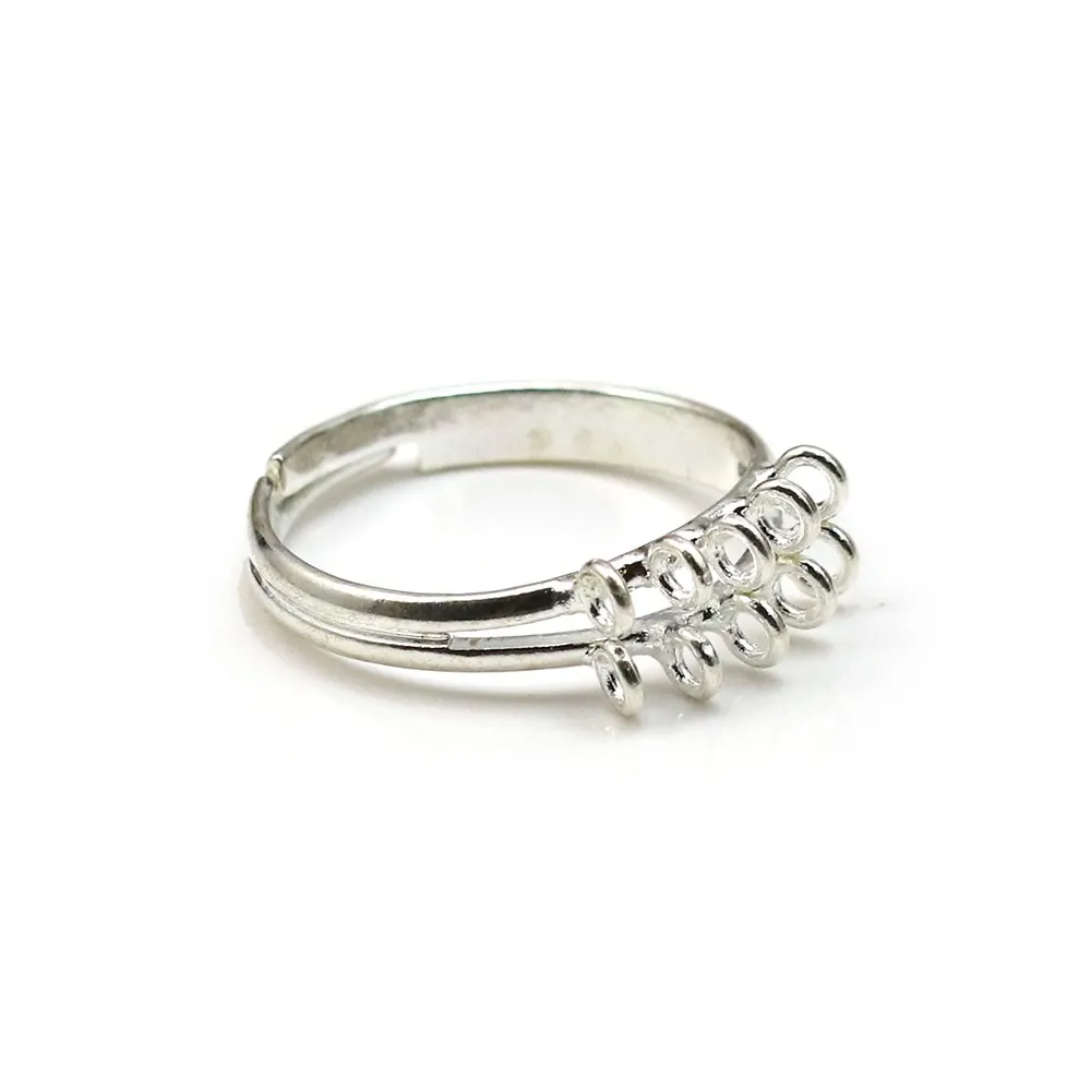 Bague réglable de couleur argenté, 10 anneaux, x 1pc