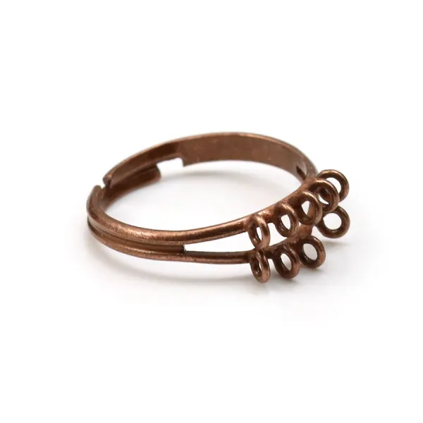 Bague réglable de couleur cuivre, 10 anneaux, x 1pc