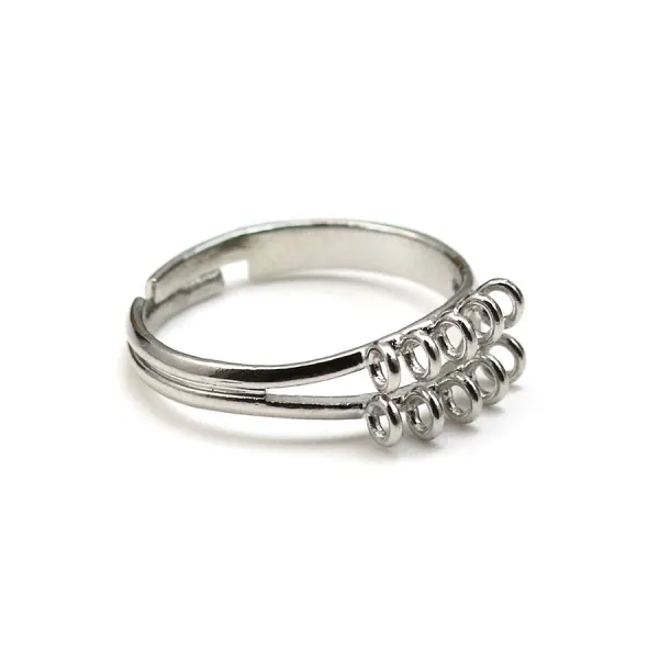 Bague réglable de couleur argent, 10 anneaux, x 1pc