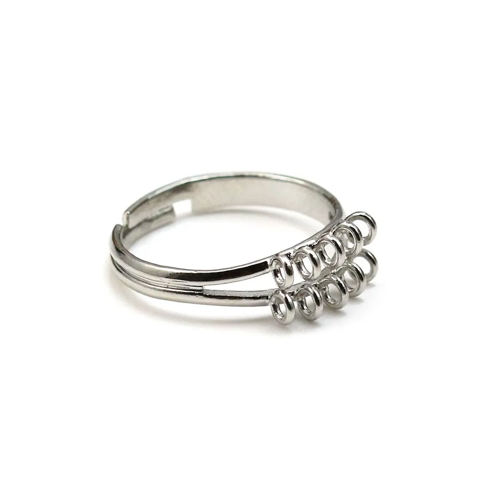 Bague réglable de couleur argent, 10 anneaux, x 1pc