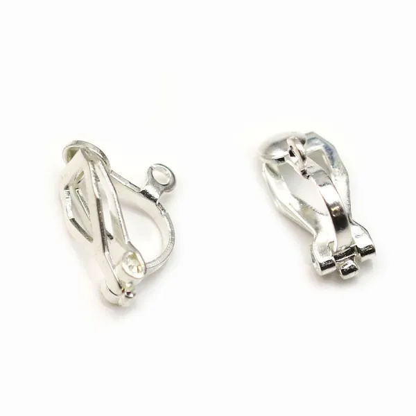 Ear clips with pad silver tone x 13mm x 4pcs