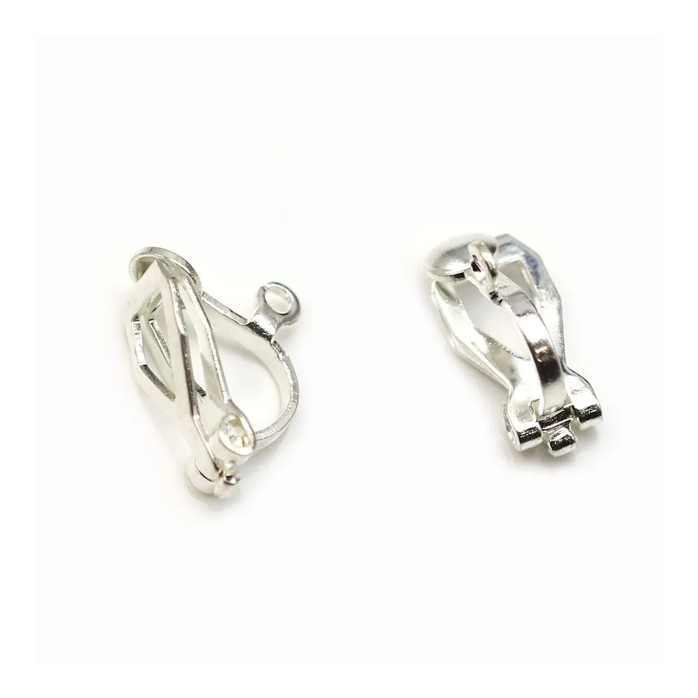 Clip support argenté 6x14mm x 10pcs