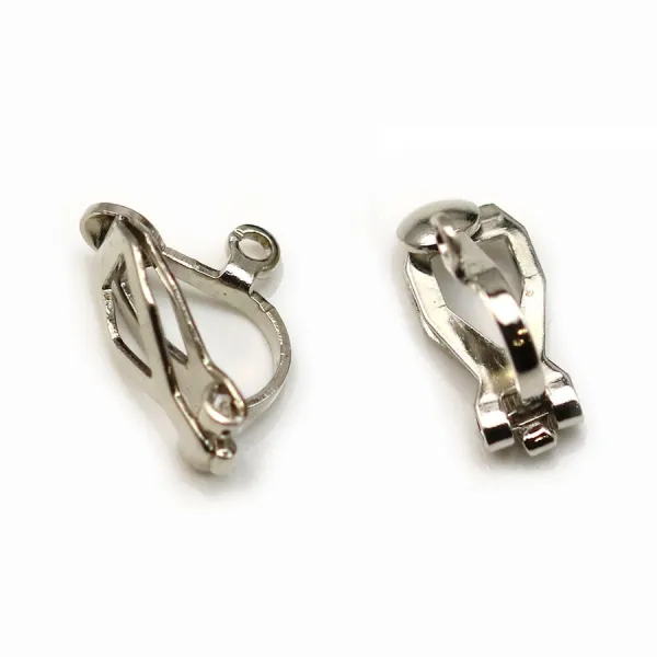 Ear clips with pad silver tone x 13mm x 4pcs