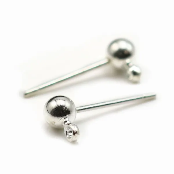 Ear studs with ball finish, gold metal, 4mm x 20pcs