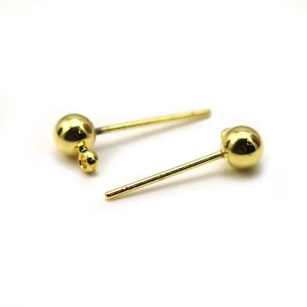 Clous d'oreilles boule en métal  4mm x 20pcs