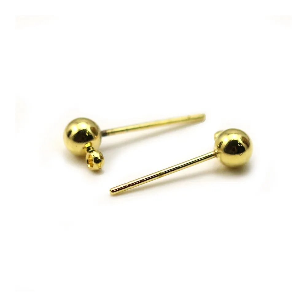 Clous d'oreilles boule en métal  4mm x 20pcs