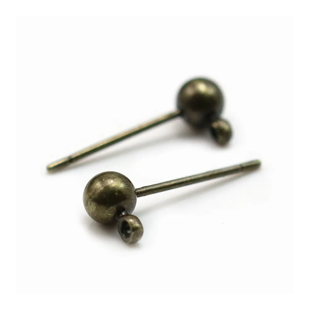 Clous d'oreilles avec finition boule, en métal bronze 4mm x 20pcs