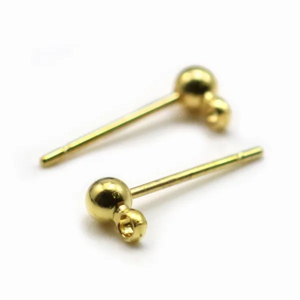 Earstuds ball in raw brass 3mm x 10pcs