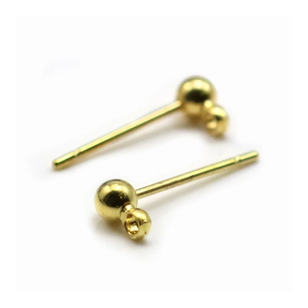 Clous d'oreilles boule en laiton brut 3mm x 10pcs