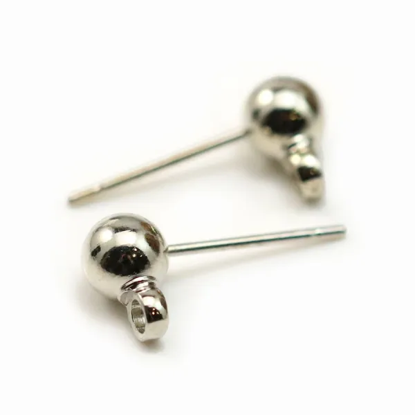 Clous d'oreilles avec finition boule, en métal argenté vieilli, 5mm x 20pcs