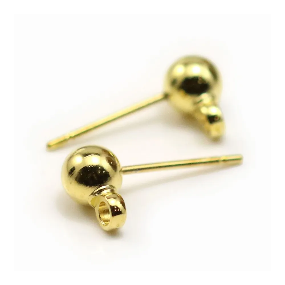 Clous d'oreilles avec finition boule, en métal doré, 5mm x 20pcs