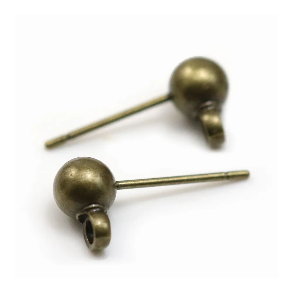 Clous d'oreilles avec finition boule, en métal couleur bronze, 5mm x 20pcs