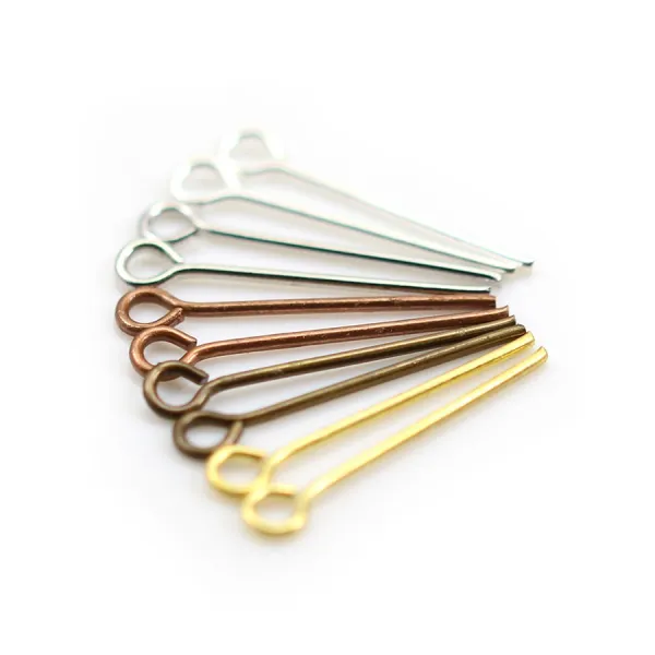 Clou en métal, avec "tête" en anneaux rond ouvert, 0.8 * 20mm x 200pcs