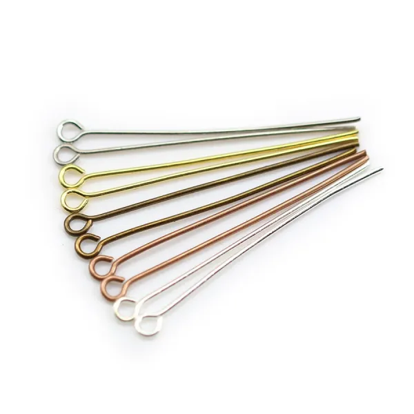 Clou en métal, avec "tête" en anneaux rond ouvert, 0.8 * 40mm x 200pcs