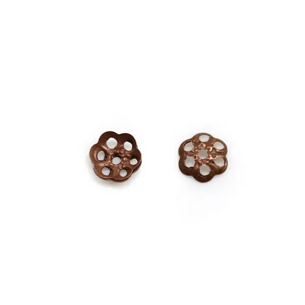 Coupelle en métal de couleur cuivre, en forme de fleur, 4mm x 100pcs
