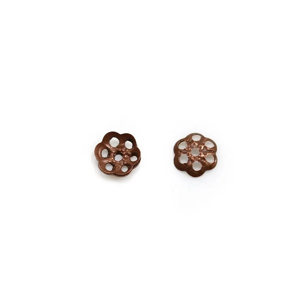 Coupelle en métal de couleur cuivre, en forme de fleur, 4mm x 100pcs