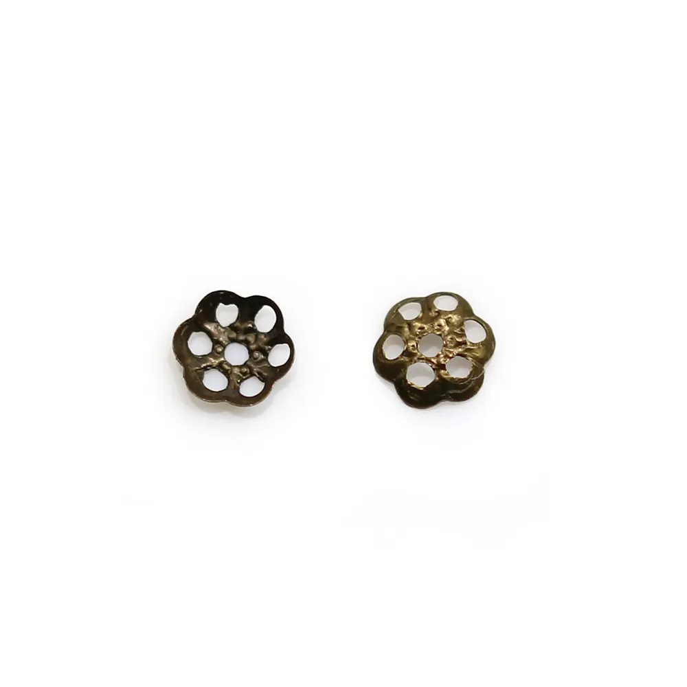 Coupelle en métal de couleur bronze, en forme de fleur, 4mm x 100pcs
