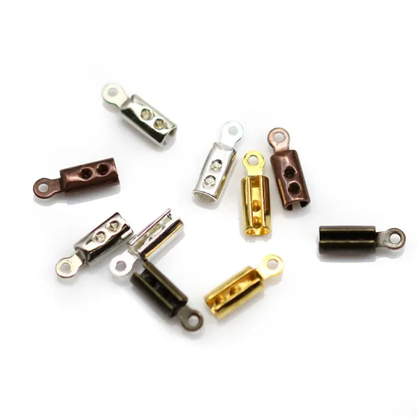 Metal in silver color tip for cord, measuring 2mm x 20pcs