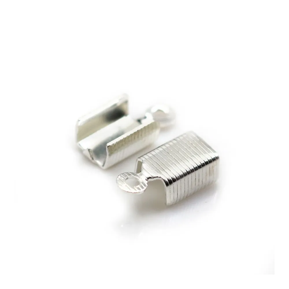 Crimp-end pour cordon silver tone 1-2mm x 8pcs