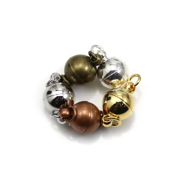 Fermoir de forme ronde, aimanté, en métal de différentes couleurs, 8mm x 1pc