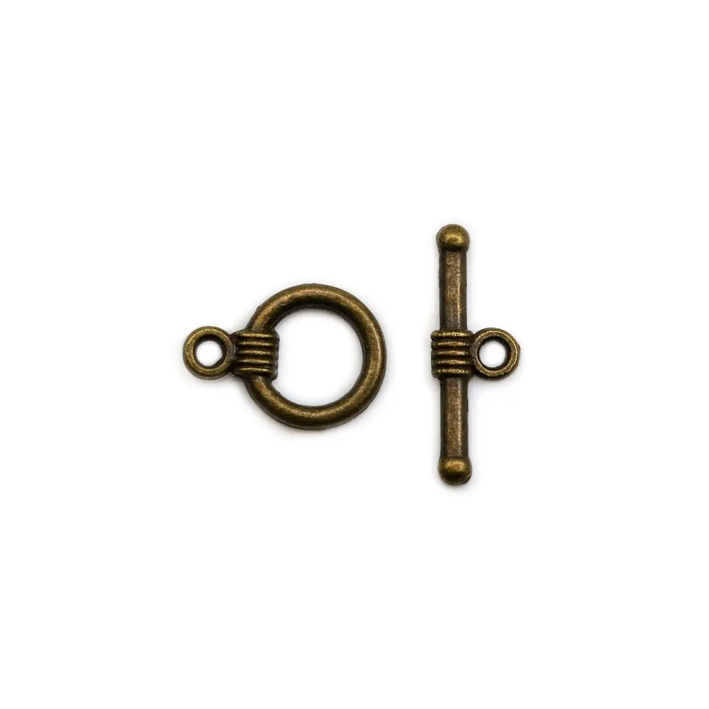 Fermoir "OxT" en métal, argent vieilli ou bronze  11mm x 2pcs
